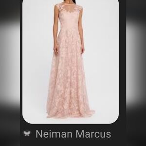 Teri Jon Blush Pink Lace Strapless Gown Embroidered Floral Applique Dress Prom